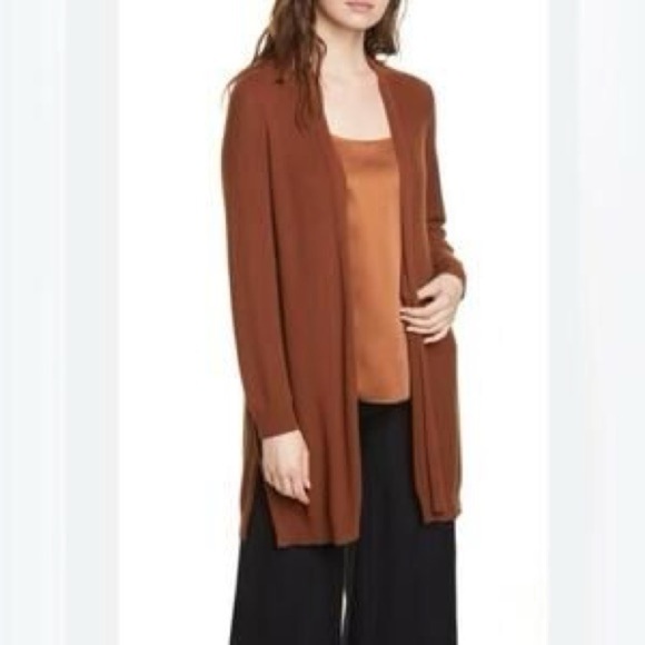 Eileen Fisher Sweaters - Eileen Fisher Women's Brown Rust Open Front Cardigan Casual Autumn Small Cozy